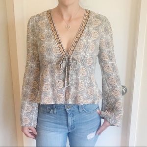 Free People Tie Front Blouse
